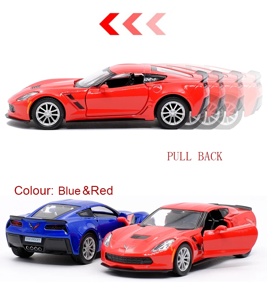 RMZ CITY 1:36 Corvette Grand Sport C7 спортивный автомобиль литая под давлением модель автомобиля игрушка с вытягиванием назад для детей подарки коллекция игрушек