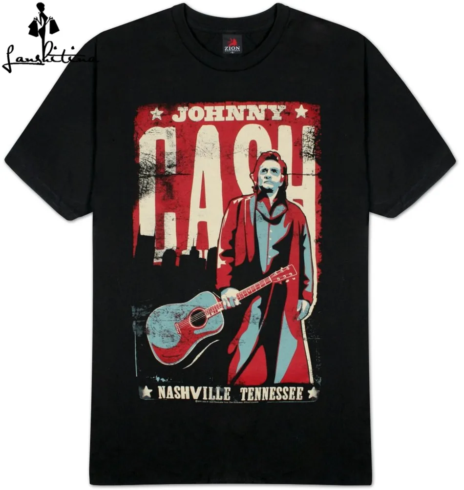 Дешевые Для мужчин футболка модная рубашка Джонни кэш Нэшвилл плакат взрослых с