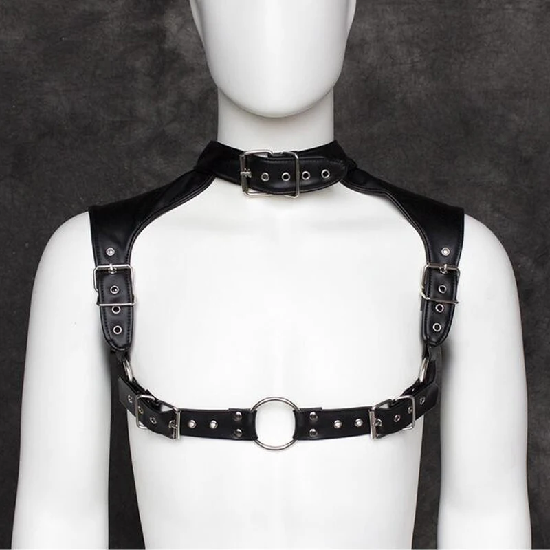 Для мужчин пикантная обувь в стиле панк Искусственная кожа нагрудный ремень для