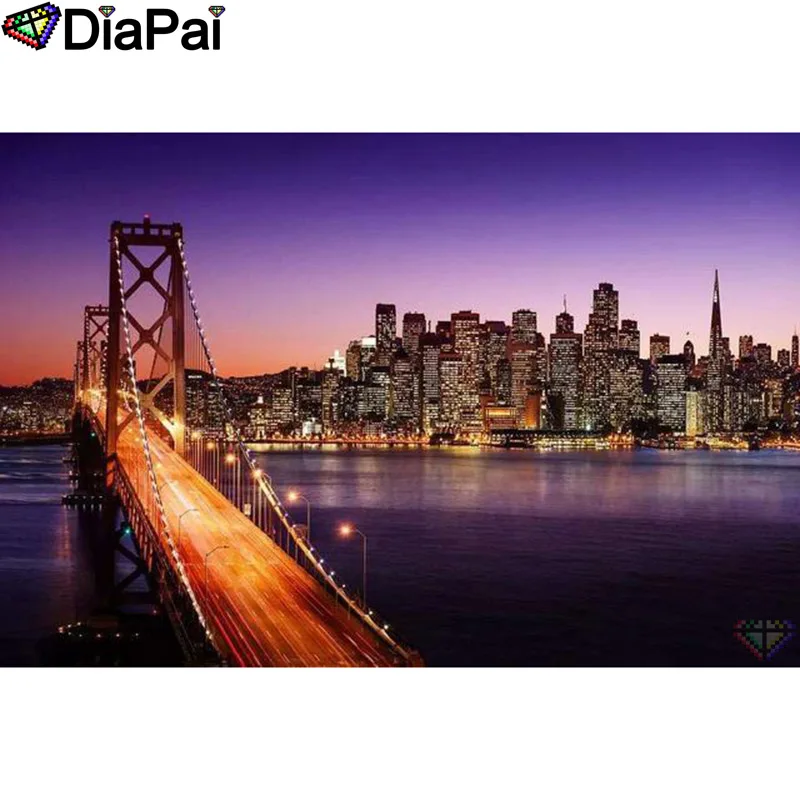 

DIAPAI 5D DIY Diamond Painting 100% Full Square/Round Drill "City night scene" Diamond Embroidery Cross Stitch 3D Decor A21898