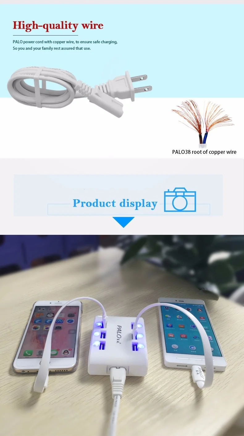 PALO EU US AU UK высокое Скорость 6 Порты и разъёмы Универсальный Micro USB Зарядное устройство настенный USB переходник для мобильного телефона для зарядки