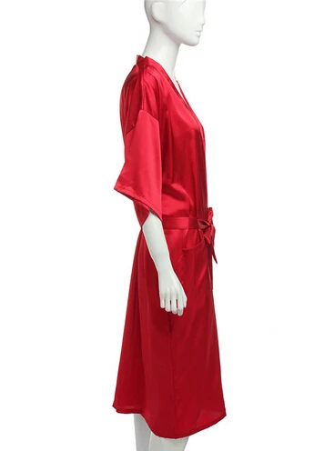 Женский Атласный халат-Кимоно размера плюс пижама с поясом из вискозы и Longue