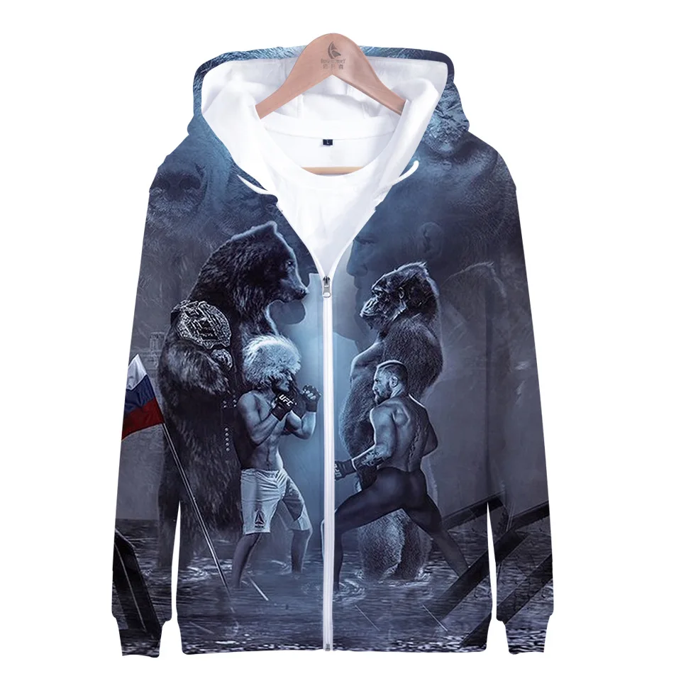 Мужские толстовки на молнии Supernova kabib Nurmagomedov флисовая куртка с капюшоном 4XL