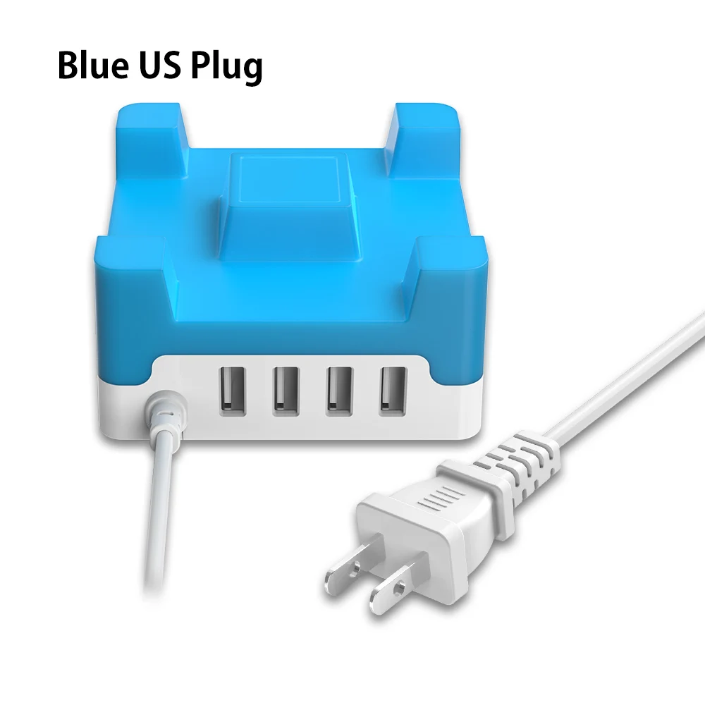 ORICO 4 порта 20W настольное USB зарядное устройство с телефоном/планшетным креплением для iPhone samsung Xiaomi-(CHA-4U - Тип штекера: Blue US