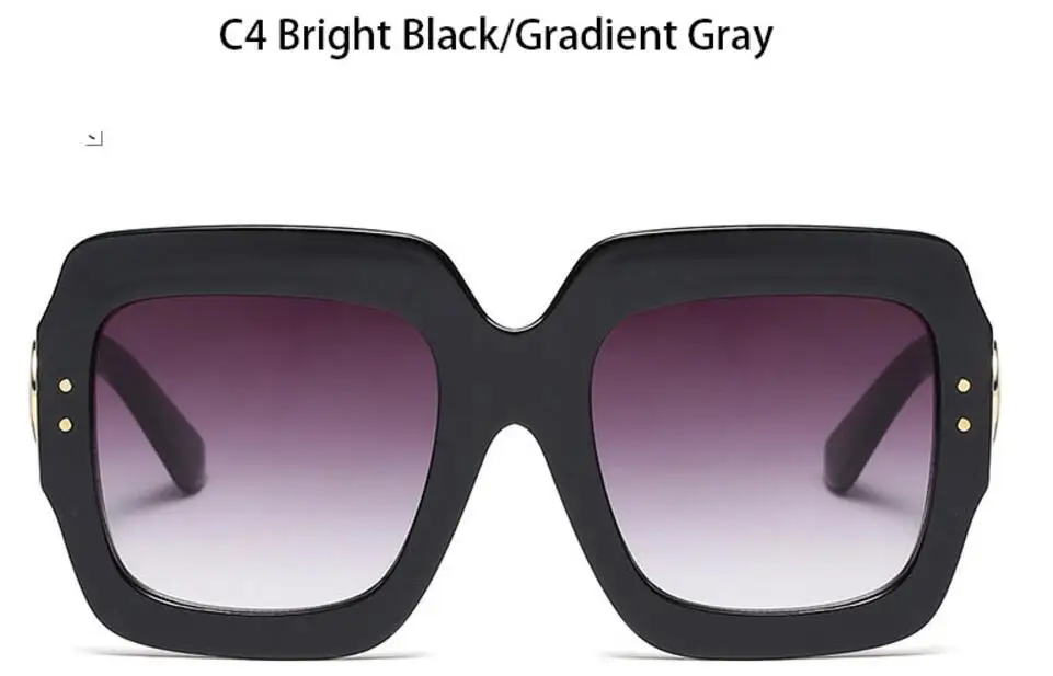 C4 gradient gray Модные квадратные солнцезащитные очки больших размеров оттенков, роскошные брендовые дизайнерские женские красные зеленые солнцезащитные очки, женские трендовые летние очки - Цвет линз: C4 gradient gray