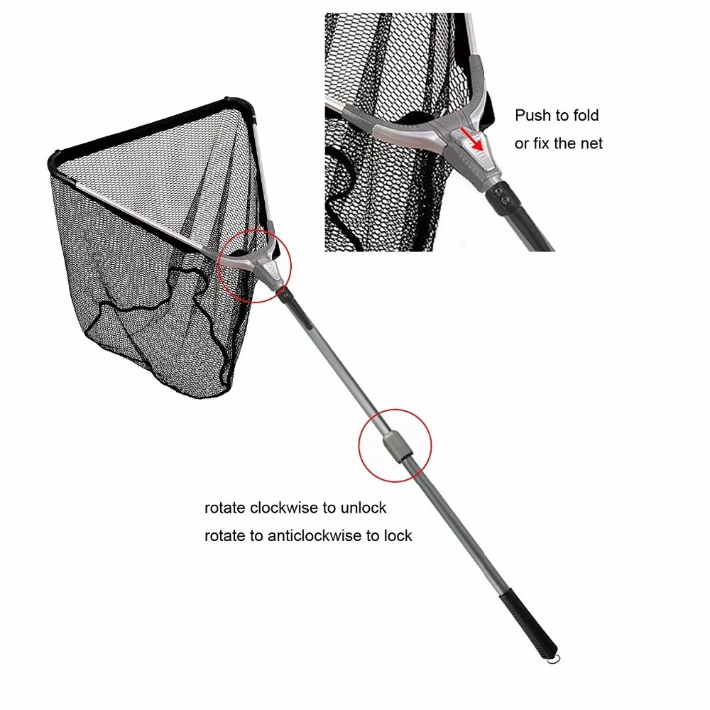 

Aventik 150cm Triangular Folding Fishing Landing Net Aluminum 2 Sections Extending Pole Handle Fishing Net