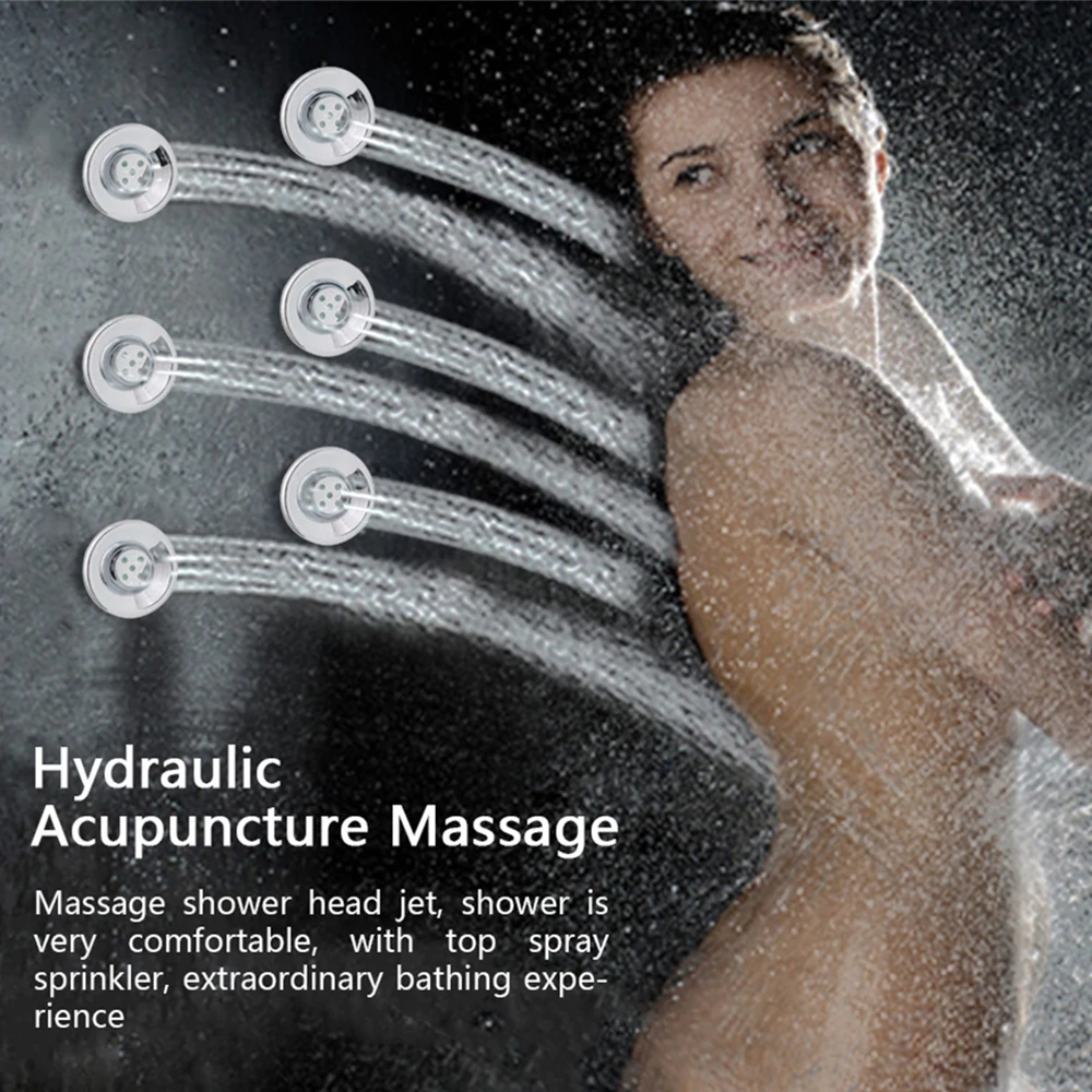 6pcslot spray nozzle hydraulic acupuncture massage water saving shower head jets shower cabin room accessories bathroom free global shipping