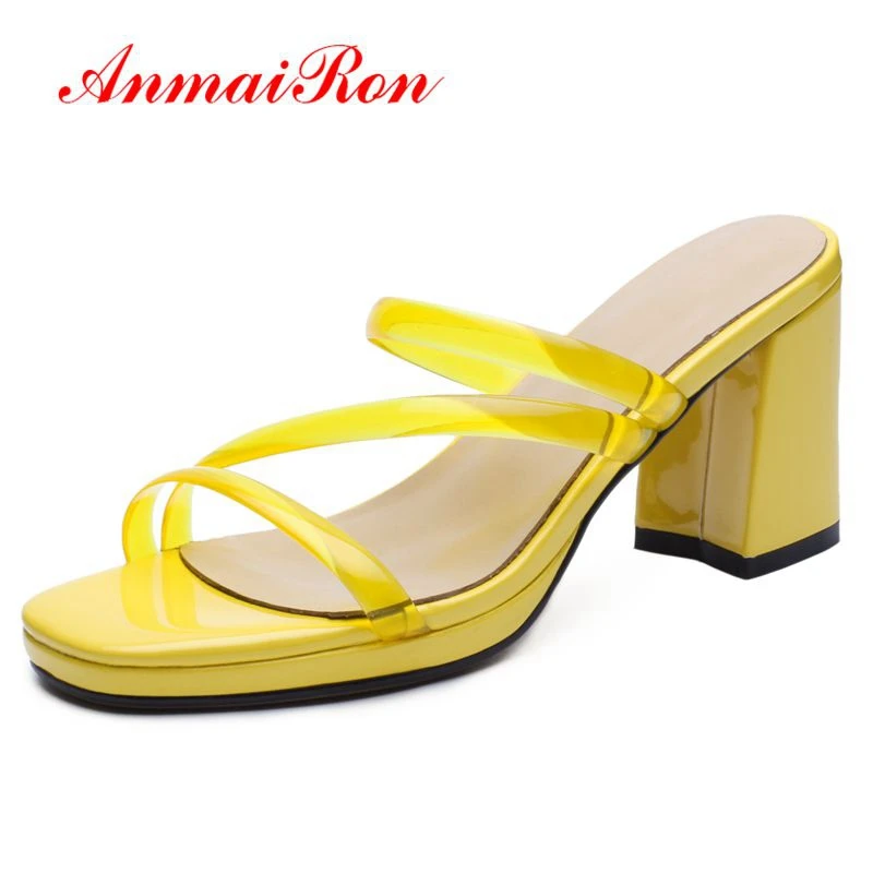 

Женские туфли на высоком каблуке ANMAIRON, летние однотонные тапки из ЭВА и овечьей шкуры, Размеры 33-40, LY1358, 2019