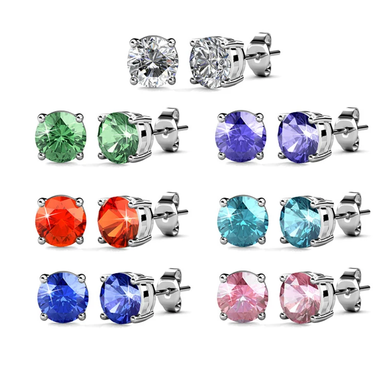 MALANDA Марка Циркон серьги пирсинг для Для женщин 7 пар Круглый Кристалл от Swarovski