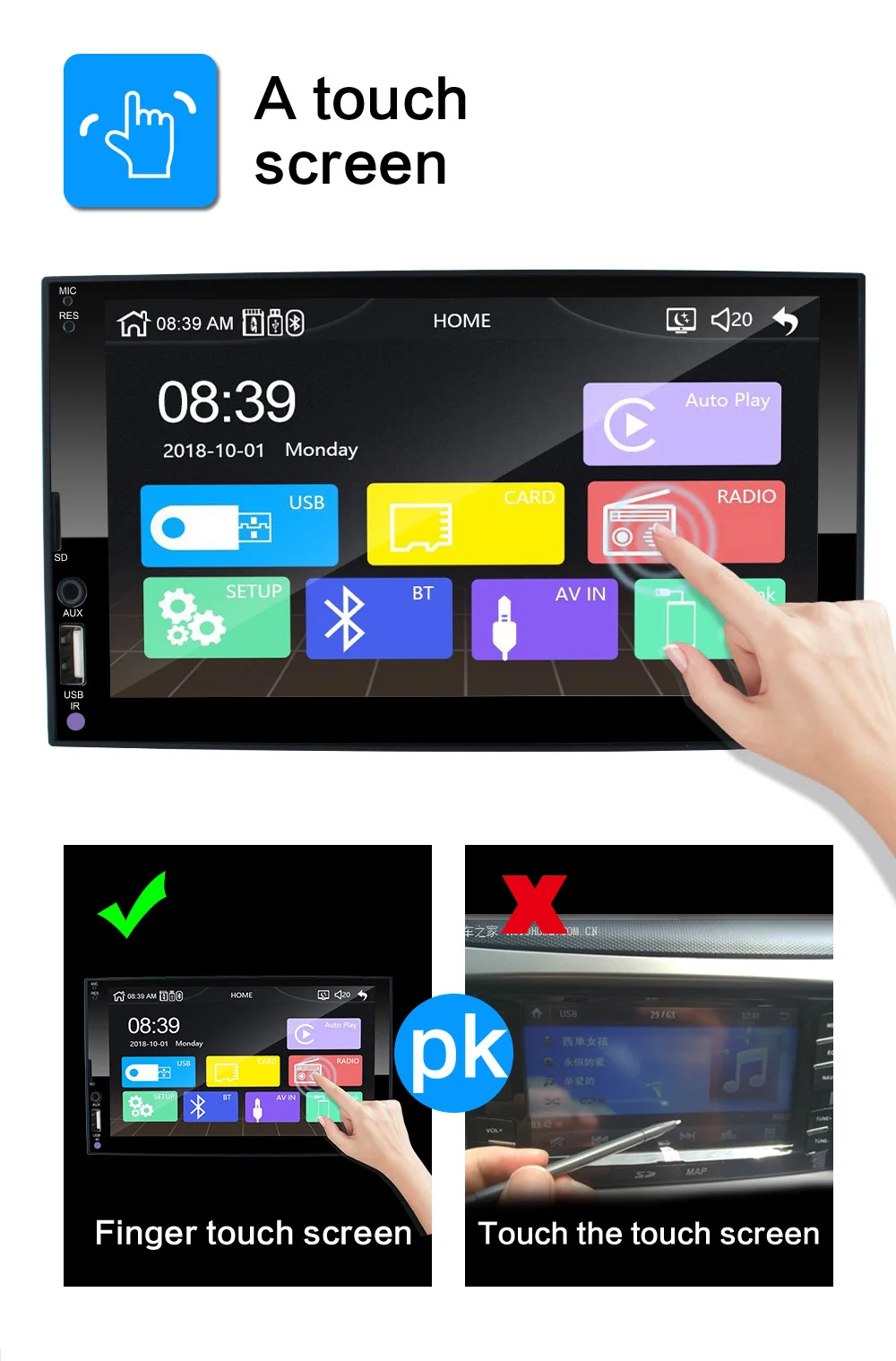 " HD 2 din автомобильный стерео радио USB ссылка для Apple CarPlay мультимедийный плеер MP5 Bluetooth TF FM Авторадио