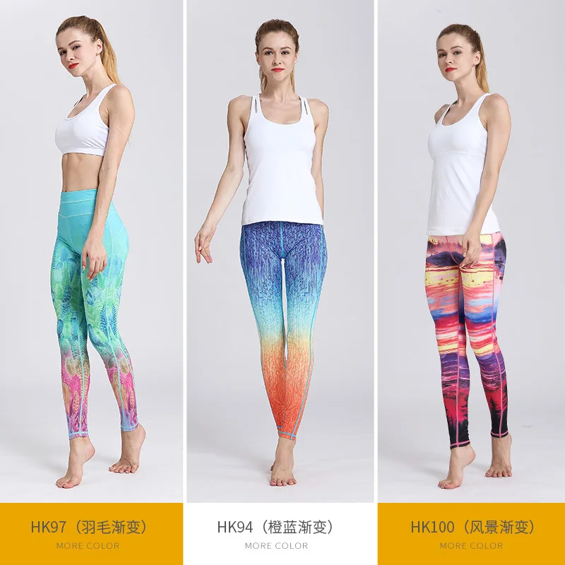 Женская спортивная одежда с градиентом женские спортивные Леггинсы для бега