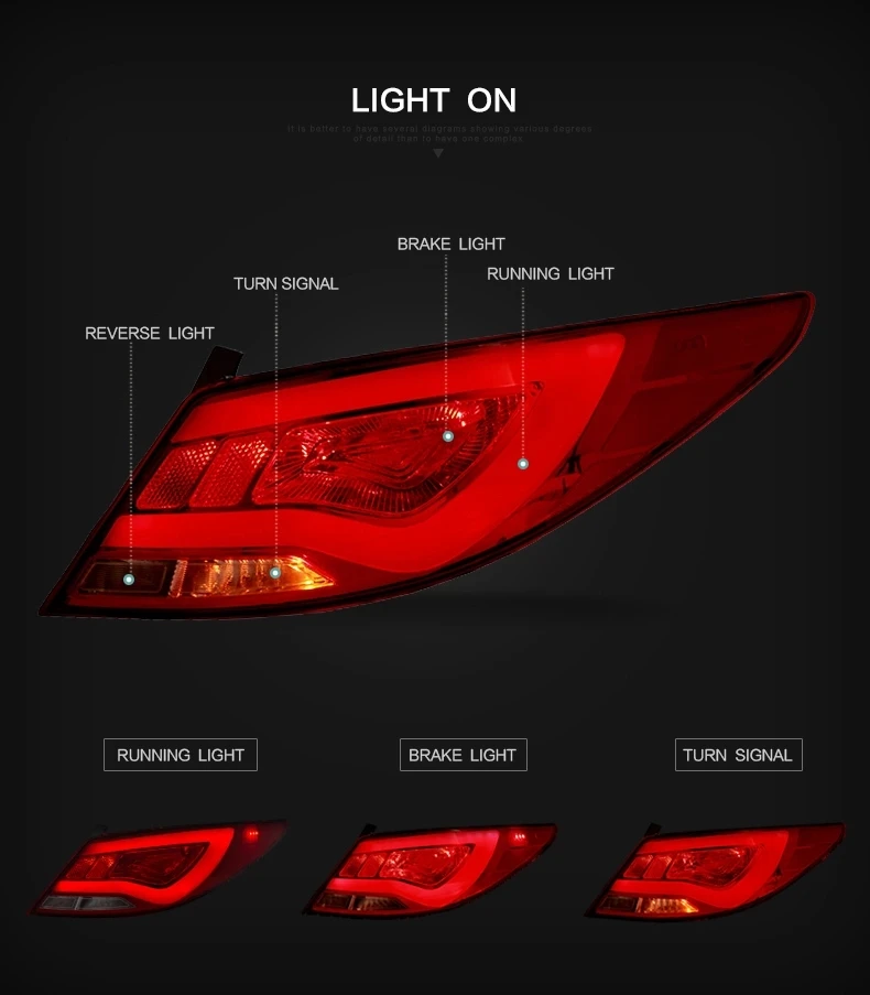 Светодиодные полосы задние лампы для hyundai Accent Verna Solaris задние фонари 2012- красный и дымчатый линзы