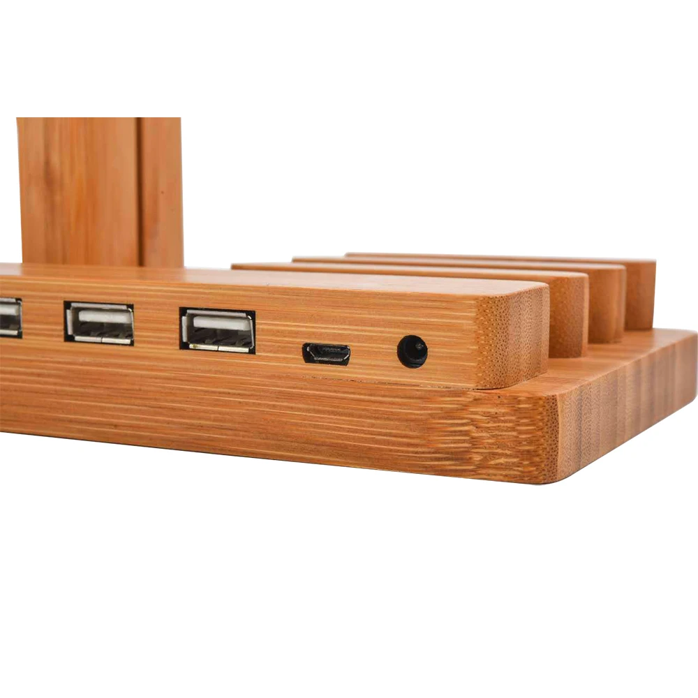Многофункциональное зарядное устройство 3 в 1, 4 usb-хаб, бамбуковая подставка для зарядки iphone, samsung, xiaomi, держатель для зарядки Apple watch