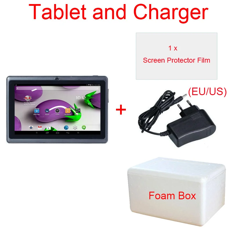 A33 Tablet n Charger WeCool Q88 Детский планшетный ПК 7 дюймов HD экран 1024x600 разрешение 2500 мАч wifi серфинг MID Android 4,4 OS 512 МБ 8 Гб Двойная камера - Комплект: A33 Tablet n Charger