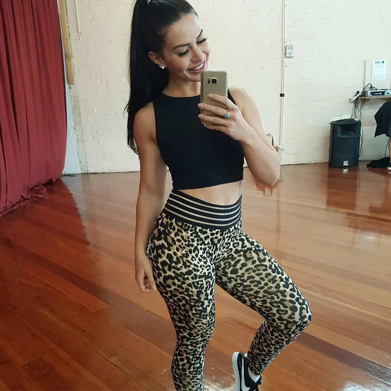 cross-border fashion leopard tattoo tights sport underwear wearing Fitness Pants | Женская одежда