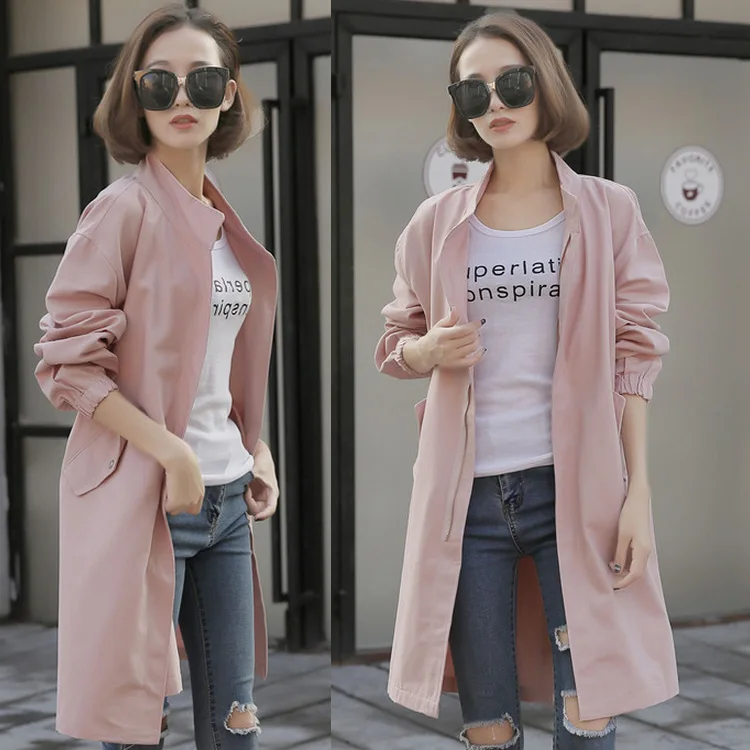 2018 Демисезонный наряд для женщин плащ Тренч свободный жакет Женская Длинная