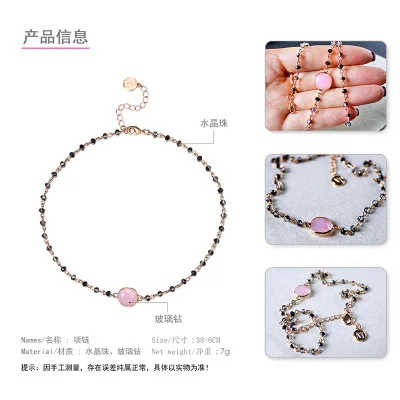 

Rhinestone Square Necklace Pendant Female Women Short Pink Chain gothic Jewelry erkek kolye Necklace Chocker neck N84