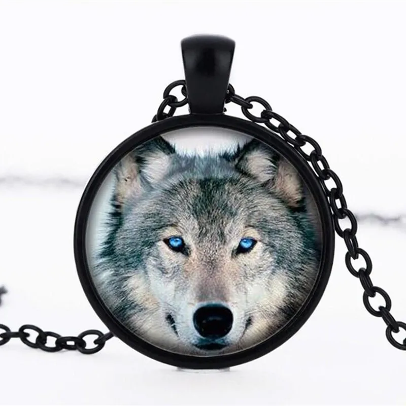 Волк фотография головы Цепочки и ожерелья подвеска с пентаграммой животных