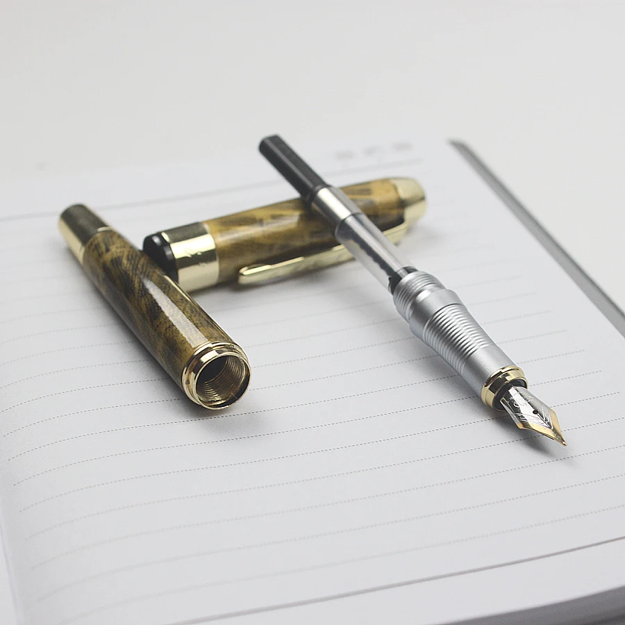 Jinhao250 Роскошные Металлические перьевые ручки, металлическая подарочная коробка, синие и черные чернила для офиса, деловая шариковая ручка