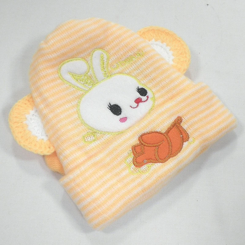 Милые шапки для маленьких мальчиков хлопковые новорожденных с кроликом девочек