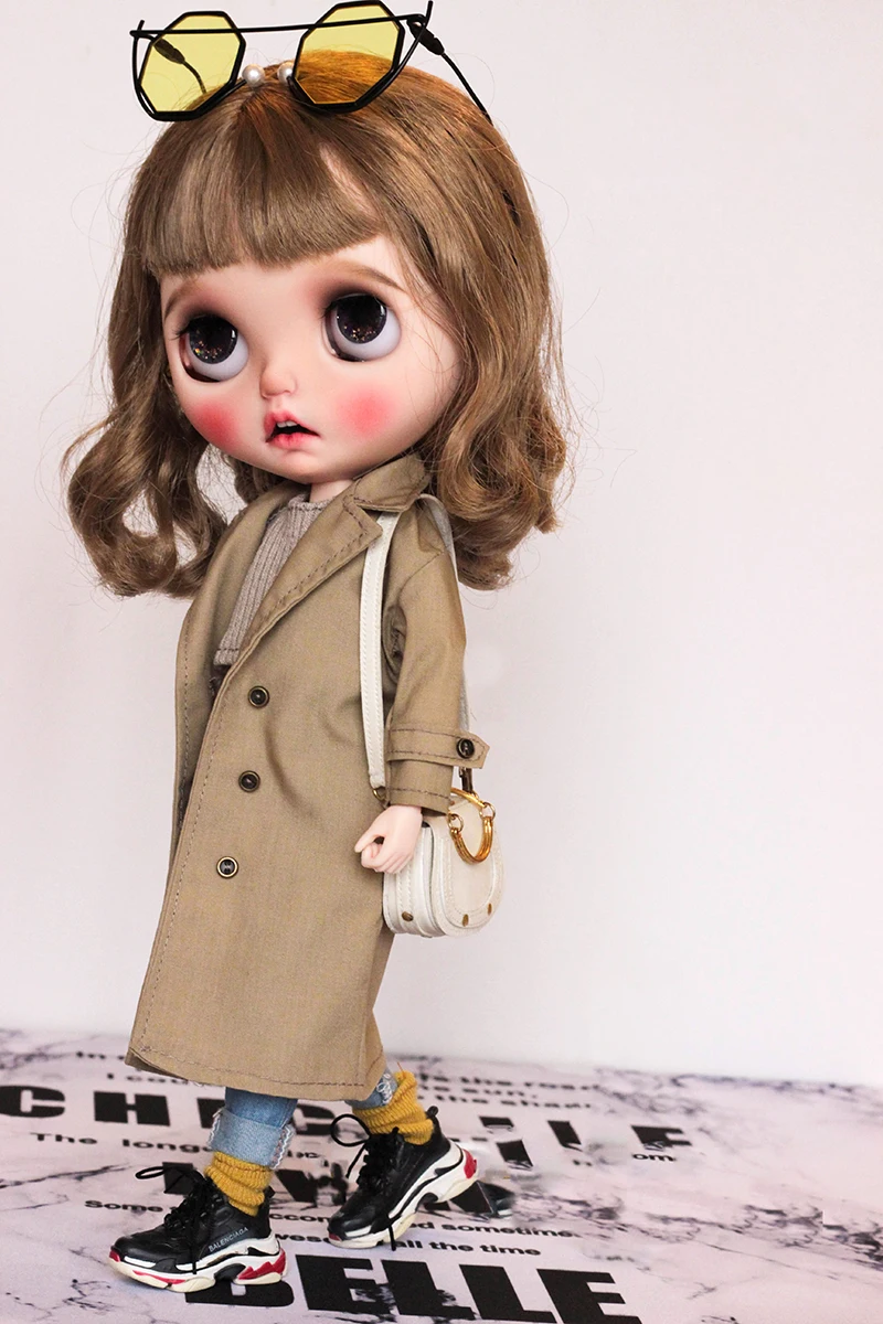 Кукольное пальто Blyth OB24 свободная ветровка Одежда для кукол аксессуары черное