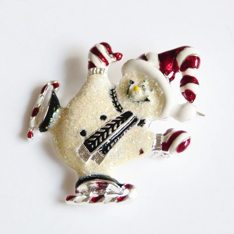 Модная Рождественская Подарочная шляпа из эмали Милая брошь Снеговик броши