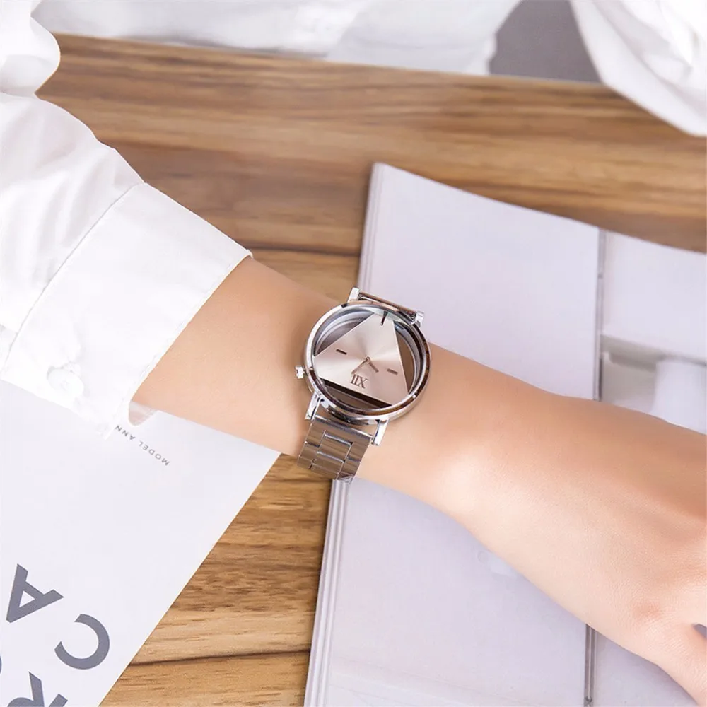 Женские прозрачные треугольные часы-скелетоны из нержавеющей стали | Наручные