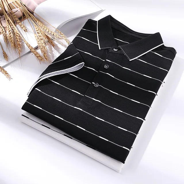 

2019 New High Quality Men Silk T-shirt Summer Men's Short sleeve tshirt Man Silk Cotton t shirt Men's black business shirt