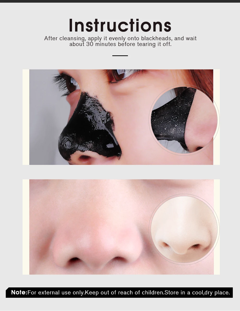Ameizii Bamboo Charcoal Black Facial Korean Face Peeling Mask Nose Blackhead Remover Dots Skin Care Deep Cleaning Acne Treatment