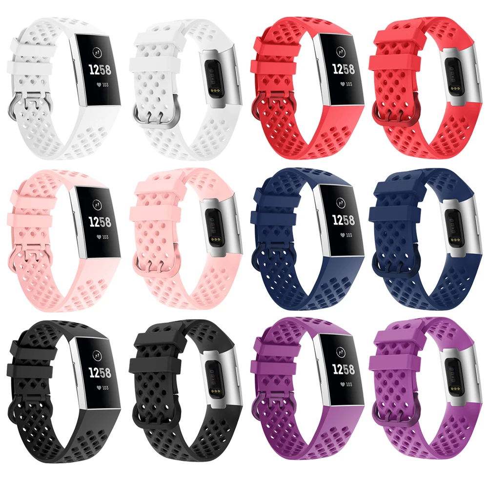 Часы для Fitbit Charge 3 маленькие большие силиконовый ремешок с отверстиями воздуха