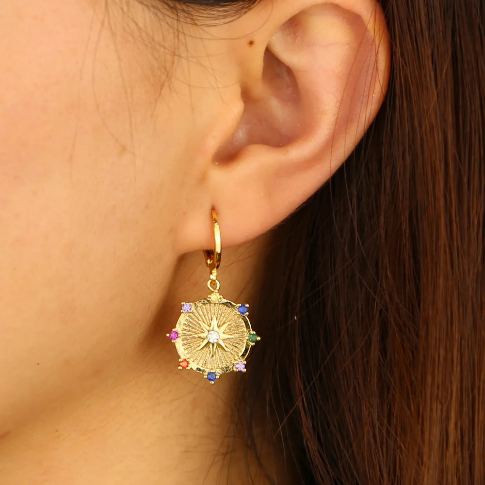 Серьги капельки с разноцветными радужными кристаллами starburst star Signet серьги