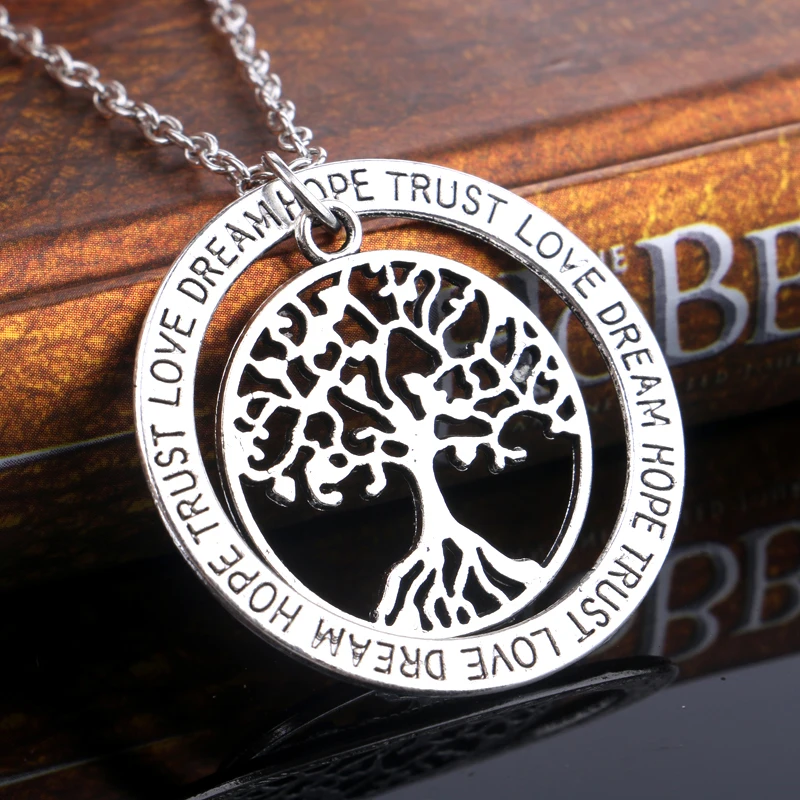 Новейшая подвеска Love Dream Hope Trust Circle Tree Of Life ожерелье для женщин и девушек ювелирные