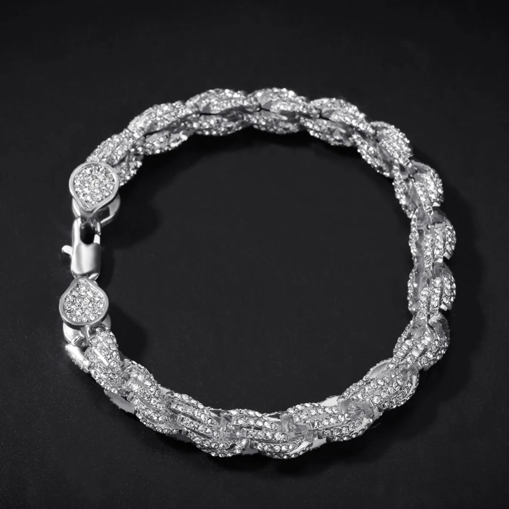 UWIN NE+BA 9mm Rope Chain Necklaces& Bracelets Full Iced Out Rhinestones Bling Biling 7/8/9inch Fashion Hiphop Jewelry