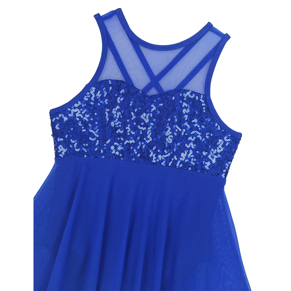 Балетное платье для девочек Лирический танцевальный костюм с блестками детское