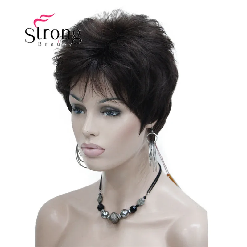 StrongBeauty очень короткий оранжевый коричневый блондин высокий термостойкий полный синтетический парик выбор цвета