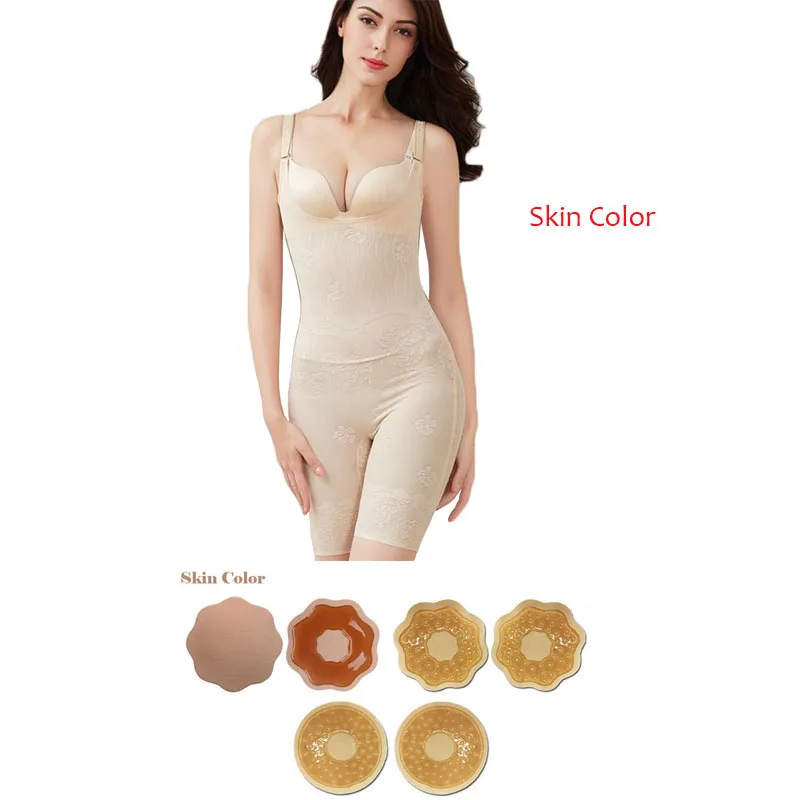 Skin-Skin Women Waist Cincher Belt With Chest Hip Lift Leg Thigh Slimmer Hot Body Shaper High Waist Slimming Panties Stomach Girdle Corset - Цвет: Skin-Skin