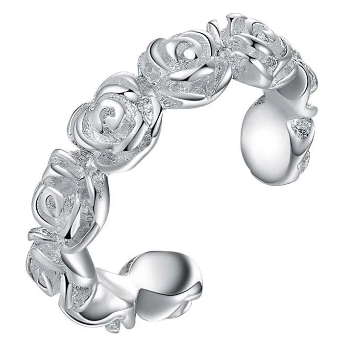 Любовь хит продаж серебряное кольцо роза цветок открытый женский anillo para hombre de boda