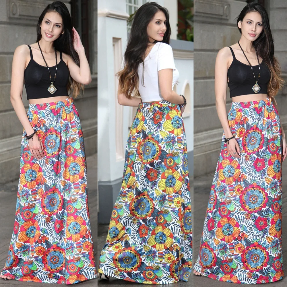 Юбки Длинные 2017 Шелк Дамы Новый Летний Повседневная Горячая европа И Америка