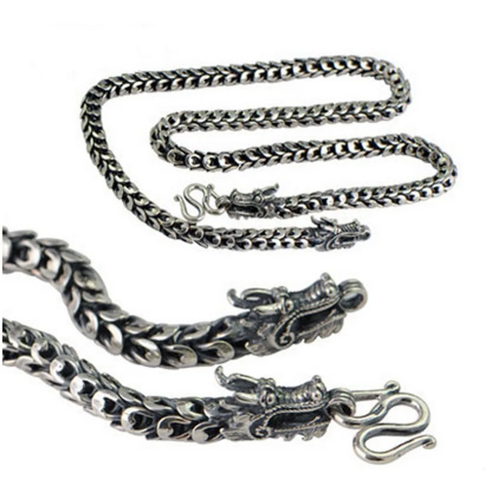 

Jade Angel Mens Retro Vintage Dragon Sterling Silver Chain Necklace 24 inches Birthday Gifts,Father's Day Gifts Free Shipping