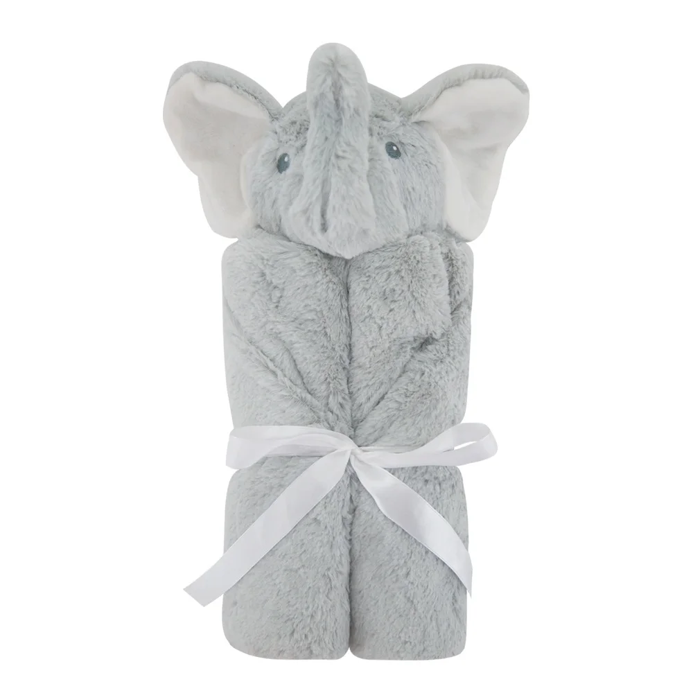 2layer grey elephant Мультфильмы детские спальные одеяла милые детские постельные принадлежности зимние одеяла для мальчиков и девочек Новорожденные теплые коралловые флисовые детские плюшевые игрушки - Цвет: 2layer grey elephant