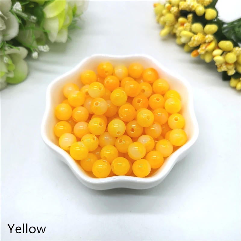 Yellow 50 шт 8 мм двухцветные имитация камня круглой формы бусины для изготовления ювелирных изделий Акриловые бусины Свободные бусины ювелирные изделия DIY Аксессуары - Цвет: Yellow