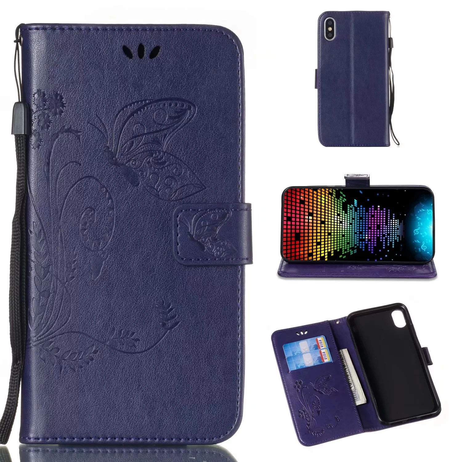 Кожаный чехол-книжка с бабочкой для Motorola Moto G3 G4 G5 G6 C MC Plus G4 X style Z2 Play X4