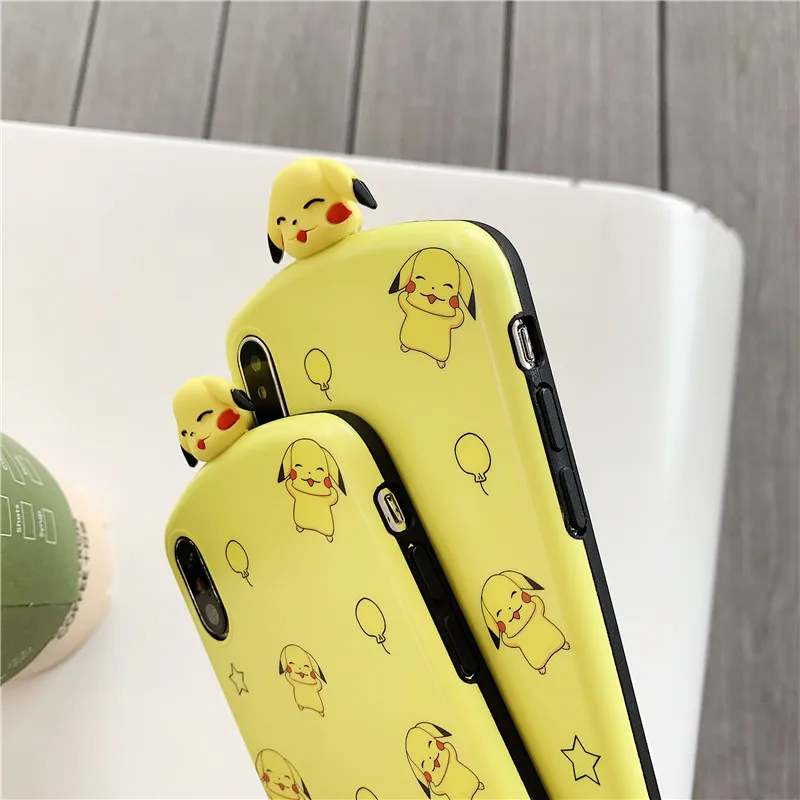 Мультяшные Покемоны Pikac лежать кукла фигурка желтый чехол для телефона Apple iphone 6 6s