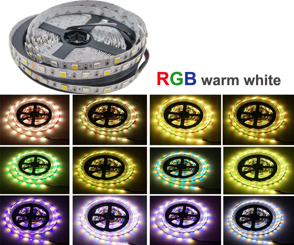 Светодиодная ленсветильник 5050 RGBWW 5 м 10 15 20 Диодная лента RGB полоса 12 В постоянного