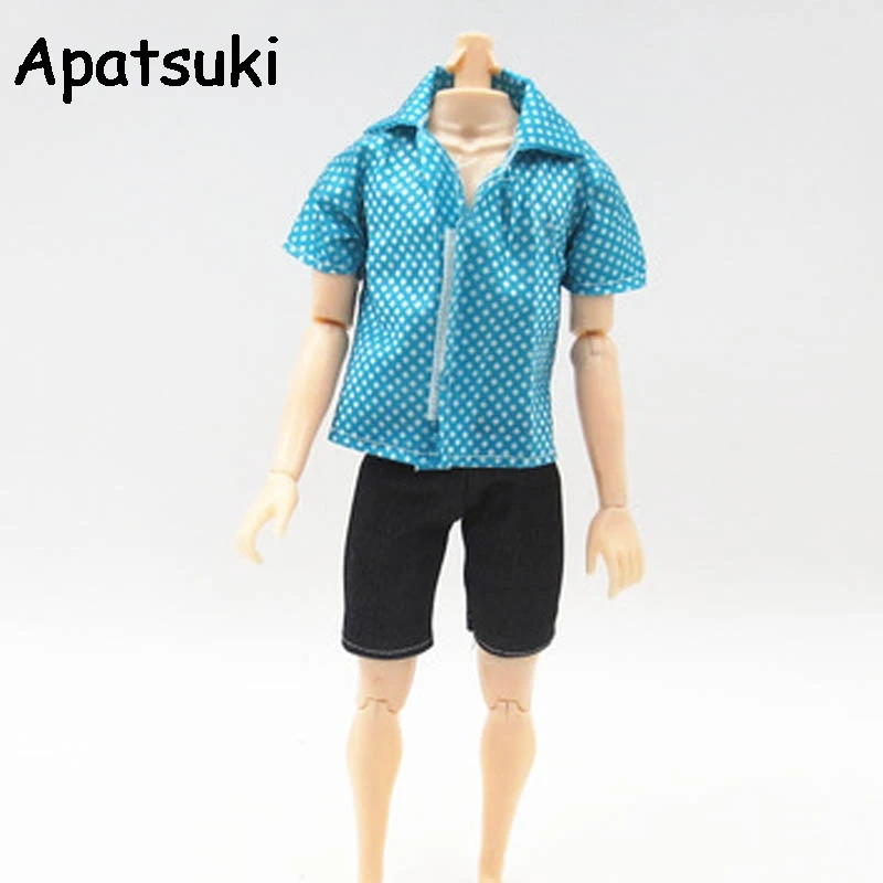 Модная повседневная одежда голубая рубашка и брюки шорты для куклы Кен летние