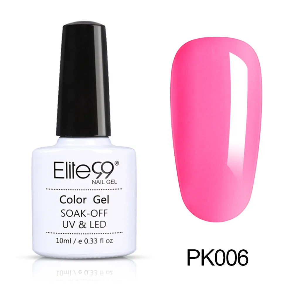 PK006 Elite99 10 мл Розовый Цвет гель лак для ногтей чистые цвета замочить Светодиодный УФ гель лак для ногтей, маникюр маникюрный лак украшение для ногтей - Цвет: PK006