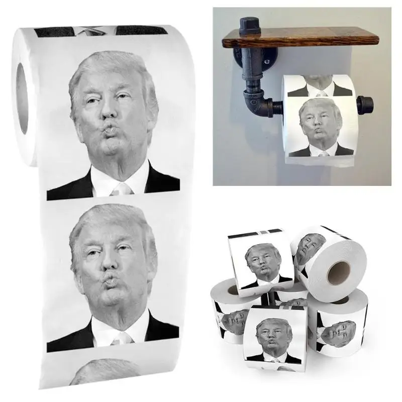 Новинка Дональд Трамп поцелуй Печатный рулон туалетной бумаги шутка салфетка подарок