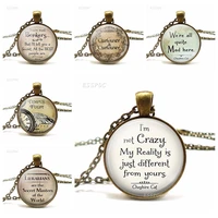 im not crazy quote necklace pendant bronze chain glass cabochon jewelry accessories