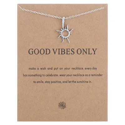 Модные золотые-Good Vibes Only солнца Цепочки и ожерелья s &amp Подвески для Для женщин