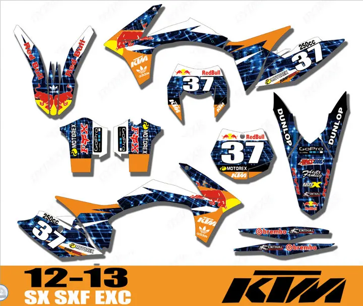 Индивидуальные графические наклейки для мотоцикла велосипеда фон KTM SX SXF XC XCF XCW W